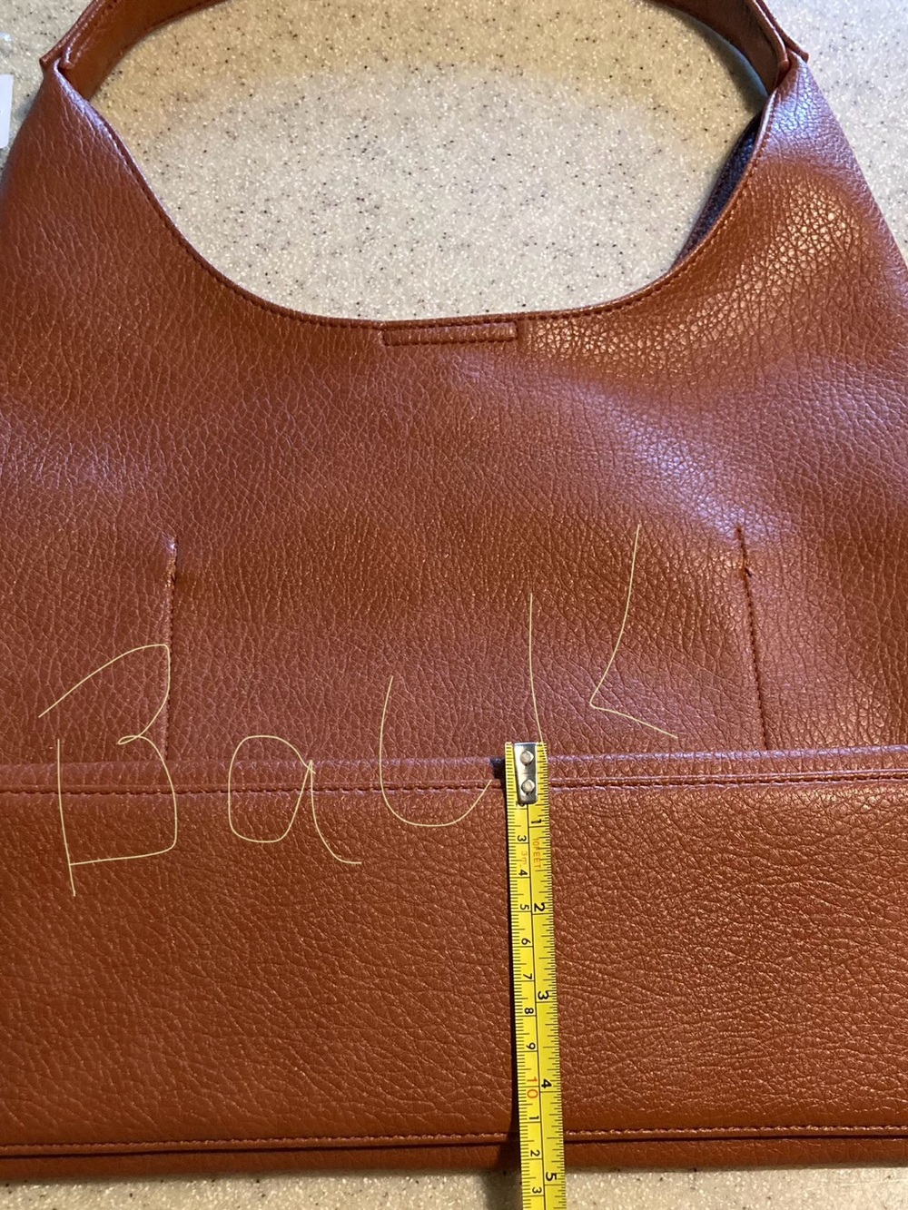 Structured Tan Leather Shoulder Hobo Bag - Picture 5 of 7